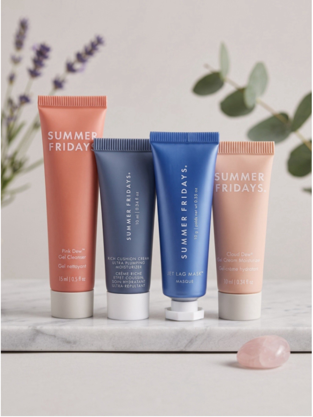 Summer Fridays Skincare Mini Travel Set 4pc Jet Lag Mask Cloud Dew Pink Dew New
